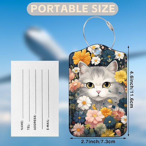 2 Pack Luggage Tags for Suitcases Cute Cat - Image 2