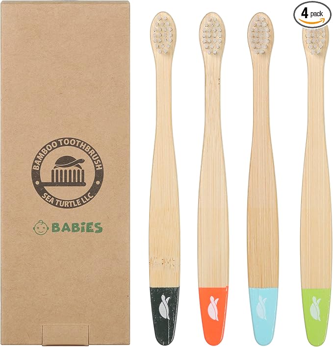 Sea Turtle Plant-Based Bristles, Ultra-Soft Bamboo Toothbrushes, Natural by SeaTurtle