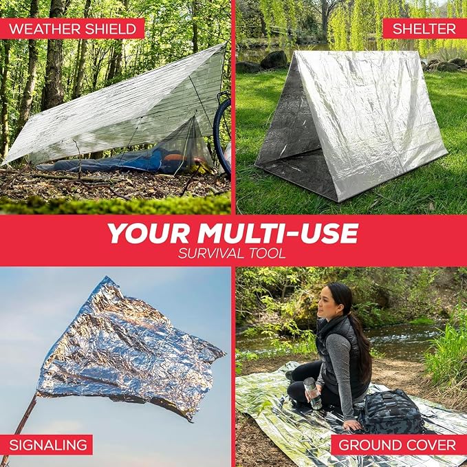 Emergency Blankets for Survival Gear and Equipment x6, Space Blanket, Mylar - Image 5