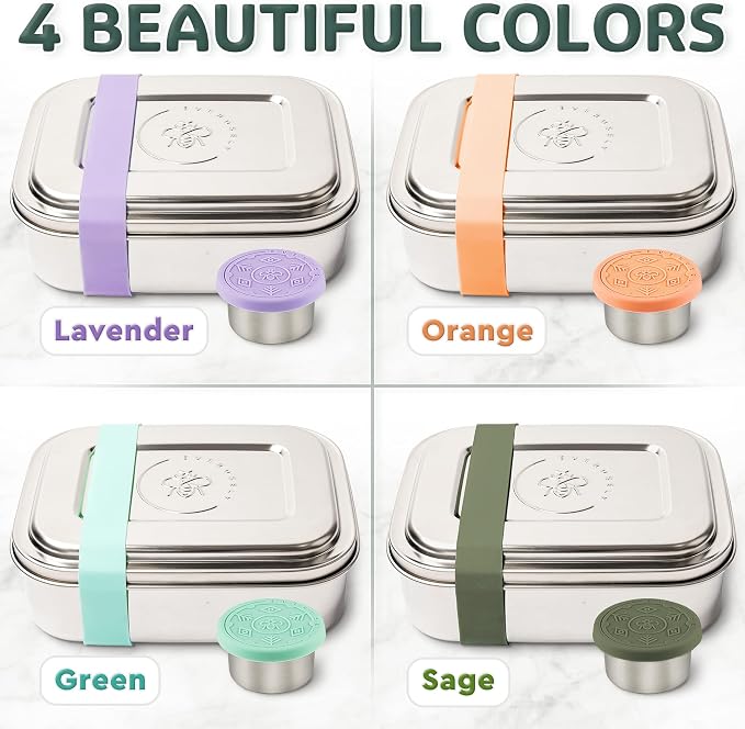 Everusely - Bento Box - Sage, 37oz / 1.1 L - Stainless Steel Lunch Box - 3 - Image 8