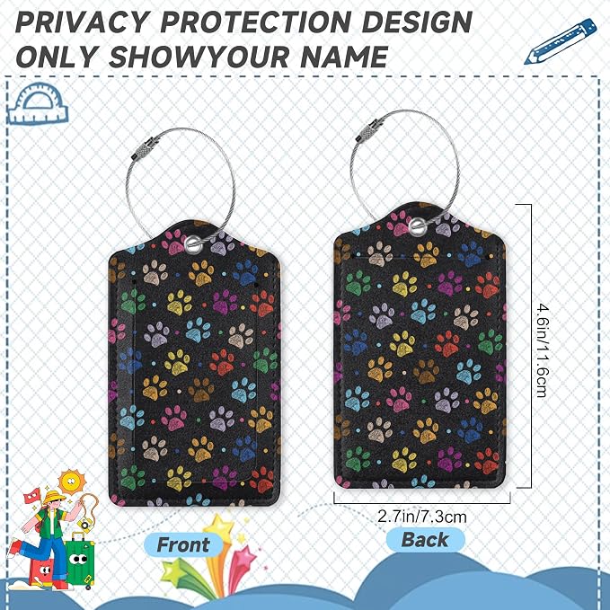 Colorful Paw Print Luggage Tags - Image 2