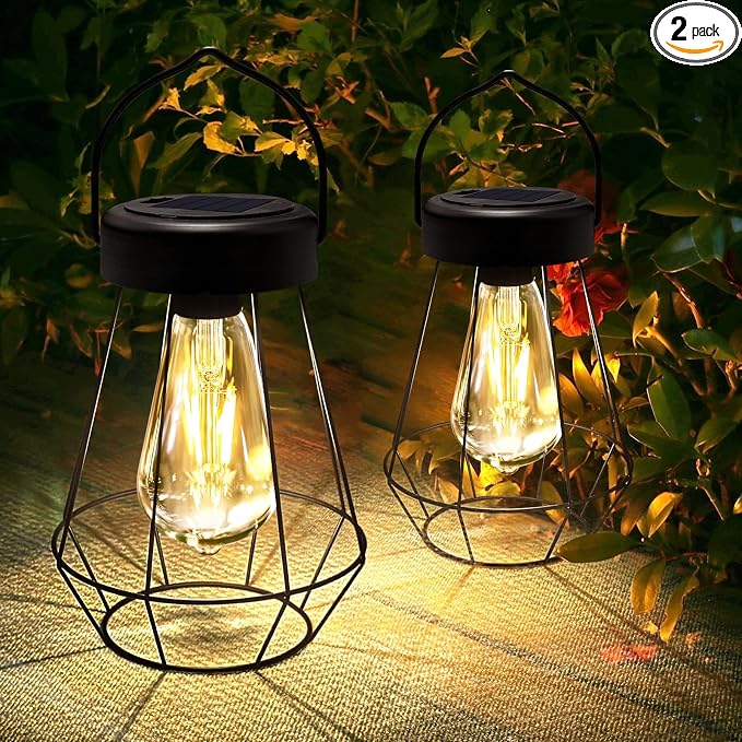 Solar Lanterns Outdoor Lights, Metal Hanging Solar Lights Outdoor Waterproof by Livinlarge
