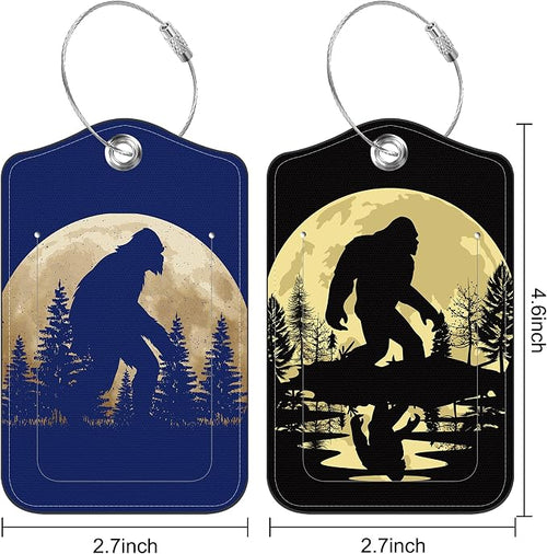 2 Pack Luggage Tag for Suitcase Black Sasquatch Leather Suitcase Tags - Image 2