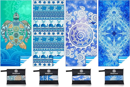 4 Pack Microfiber Thin Lightweight Beach Towel Sand Free Quick Dry Absorbent by WIDDONEN