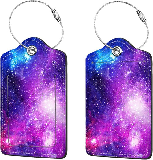 2 Pcs Luggage Tags for Suitcase, Cute Unique PU Leather Travel Bag Tag by Anikathy