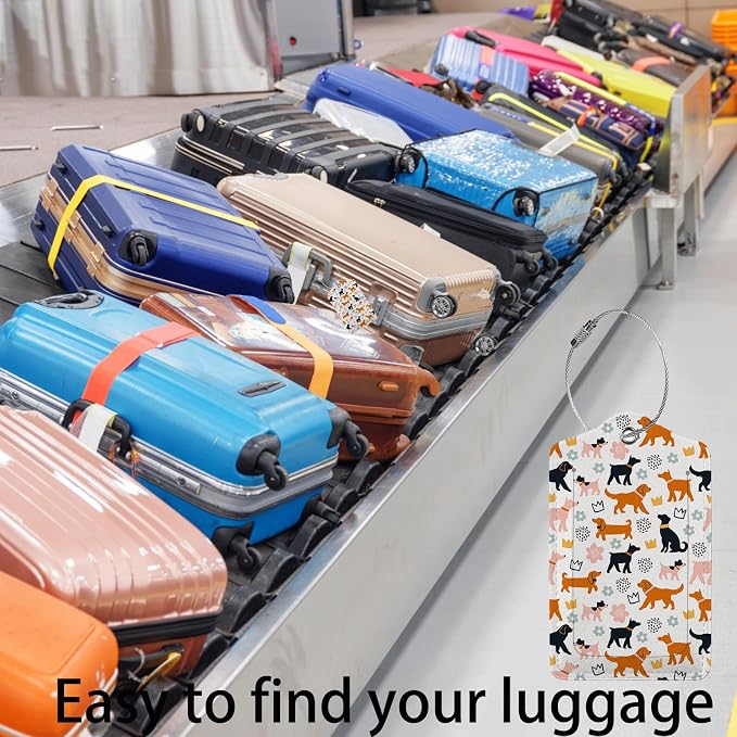 Cartoon Dogs Luggage Tags for Suitcases, 2 Pack Luggage Tag, Leather Stainless - Image 5