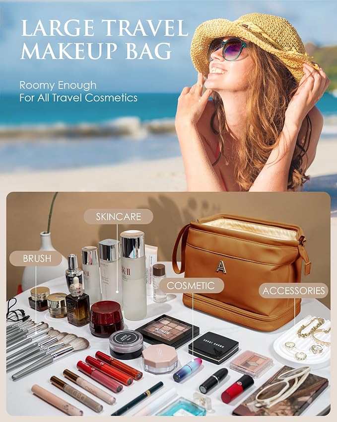 Travel Gifts for Women, Personalized Makeup Bag, Monogrammed Gifts, Initial - Image 6
