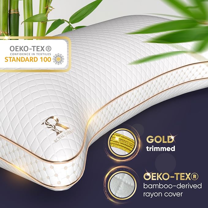 Royal Therapy King 4-Pack Memory Foam Pillow, Adjustable Shredded Odor-Free - Image 5