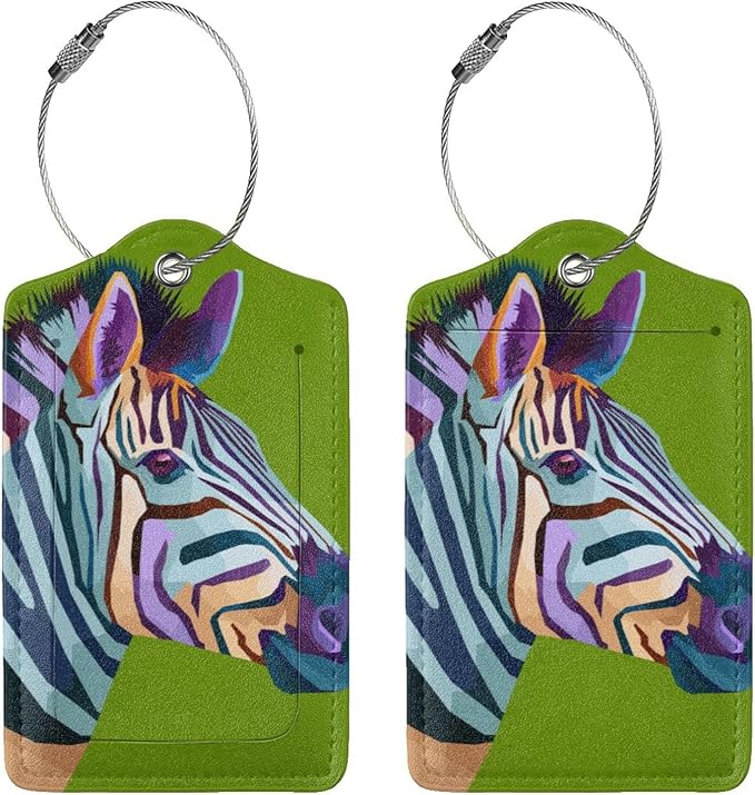 2pcs Zebra Luggage Tag for Suitcases Baggage, Colorful Airport Cruise Leahter - Image 3