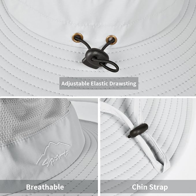 Sun Hats for Men Women Fishing Hat UPF 50+ Breathable Wide Brim Summer UV - Image 3