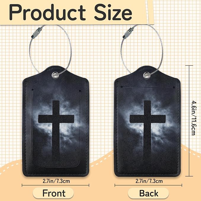 Cross Luggage Tags for Suitcase, 3 Pack Luggage Tag Leather Privacy Cover ID - Image 3