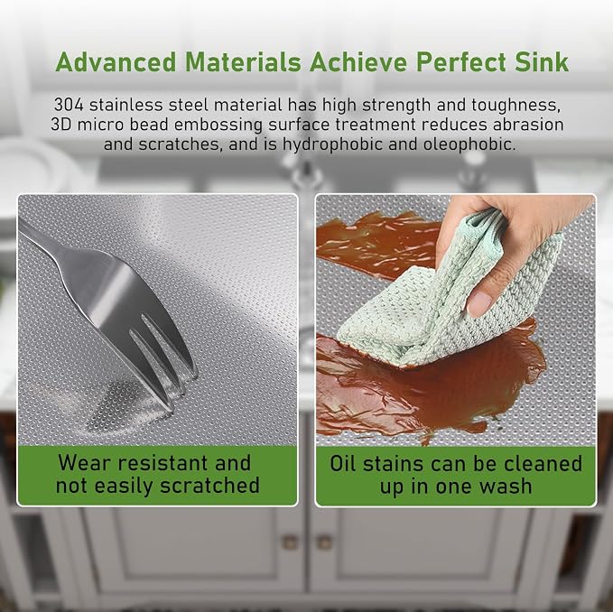 Drop In Kitchen Sink 20x16", 18 Gauge Stainless Steel Sink, 3D Embossed Surface - Image 2