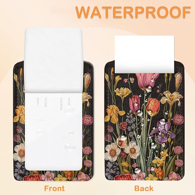 Colorful Boho Flowers 3 PCS Luggage Tags, Vintage Floral Leather Suitcase Tags - Image 3