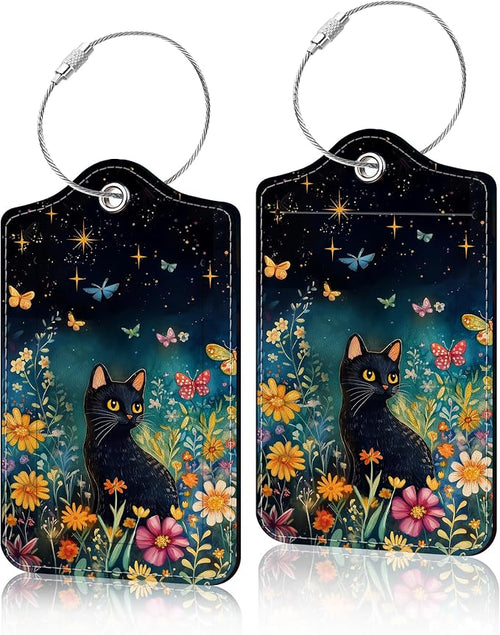 2 Pack Luggage Tag for Suitcase, Cute Unique Leather Suitcase Tags Identifiers by COWDIY