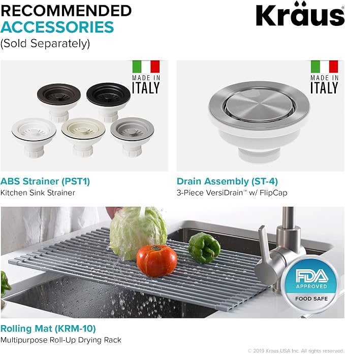 KRAUS Forteza 33-inch Drop in/Undermount 50/50 Double Bowl Granite Kitchen Sink - Image 10