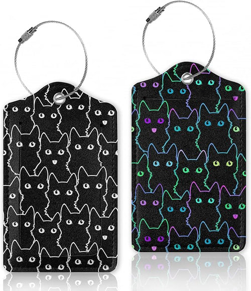 2 Pcs Luggage Tags for Suitcase, Cute Cat Luggage Tag Name Id Labels by Oeaskly