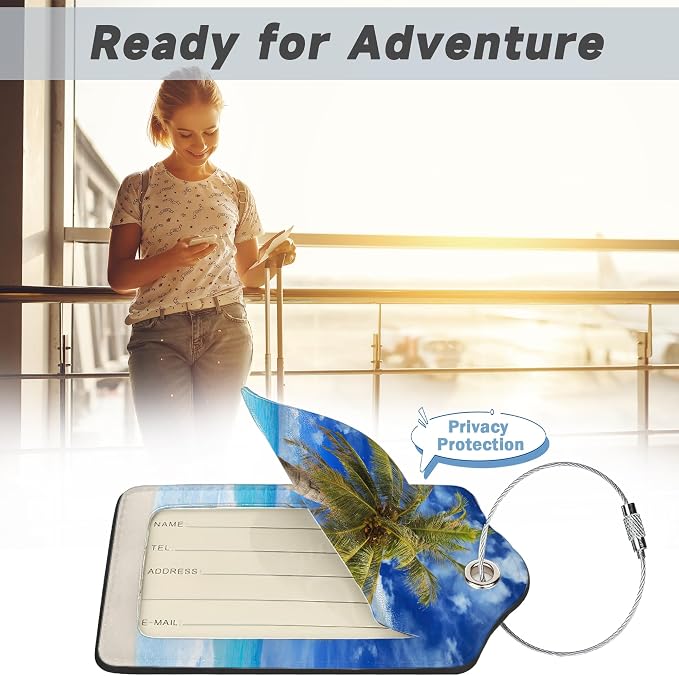 Beach Sea Luggage Tags for Suitcases, 2 Pack Coconut Palm Tree Luggage Tag - Image 5