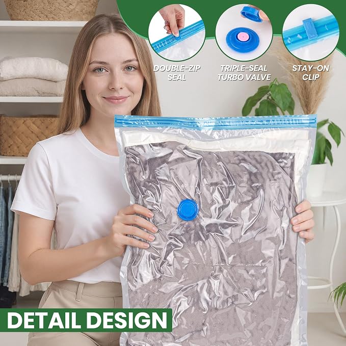 Vacuum Storage Bags, Comforters, Pillows-4 Jumbo+4 Large+4 Medium+4 Small+4 - Image 7