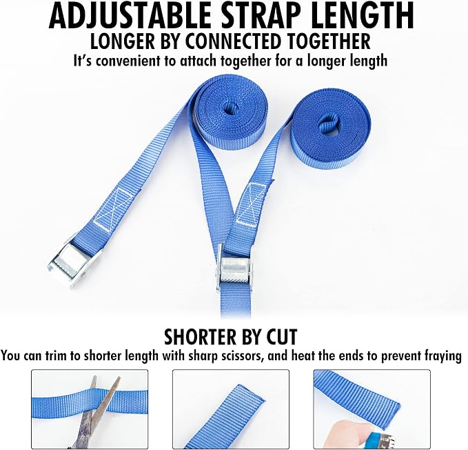 Cartman 1" x 12' Lashing Straps Cargo Tie-Down Strap Up to 600lbs, 6pk in Carry - Image 5