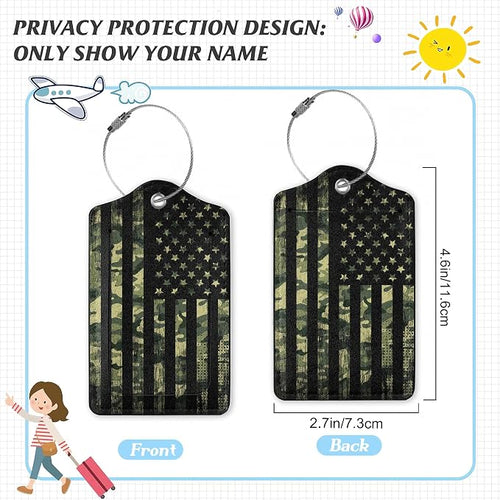 3 Pack Luggage Tag for Suitcase, American Flag USA Flag Leather Luggage Tags - Image 2