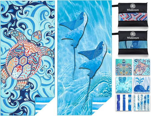 2 Pack Microfiber Lightweight Beach Towel Sand Free Quick Dry Absorbent Thin by WIDDONEN