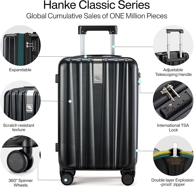 Hanke Expandable Hard Shell Luggage Sets 2 piece Carry on Luggage - Image 5