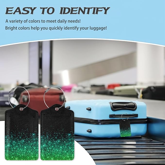 3 Pack Luggage Tag for Suitcase, Rose Golden Glitter Leather Luggage Tags - Image 5