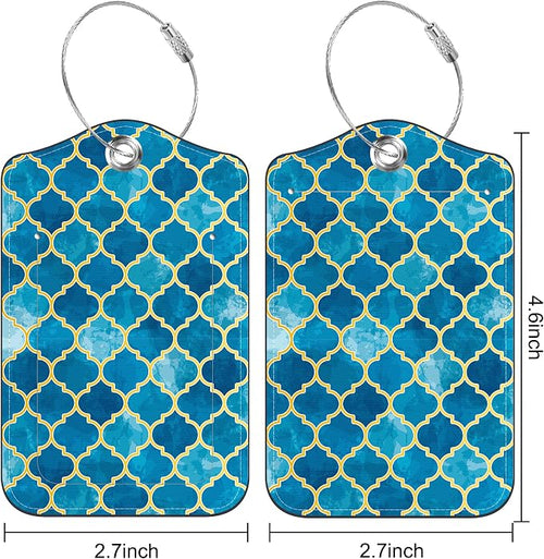 2 Pack Luggage Tag for Suitcase Arabic Mosaic and Mosque Window Shape Leather - Image 2