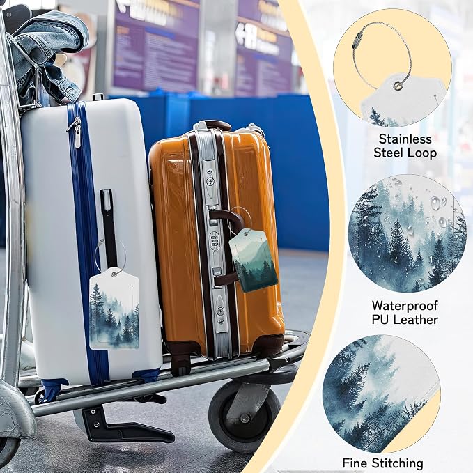 3 PCS Misty Forest Landscape Luggage Tags, Suitcase Tags Privacy Cover ID Label - Image 5