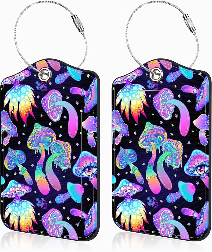 Colorful Mushrooms Set of 2 Luggage Tags by Unknown