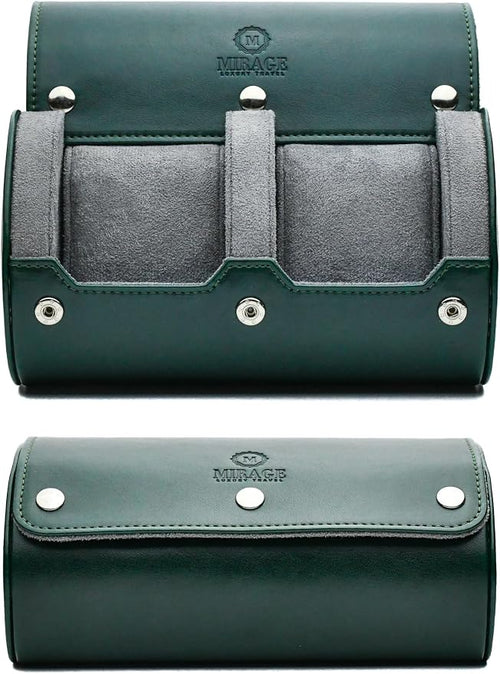 2 Watch Travel Case for Men- Watch Roll Holder and Display by MirageLuxuryTravel