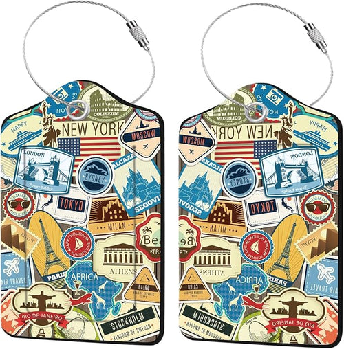 2 Pcs Leather Luggage Tags for Suitcases, Funny Suitcase Tags for Luggage by Unknown