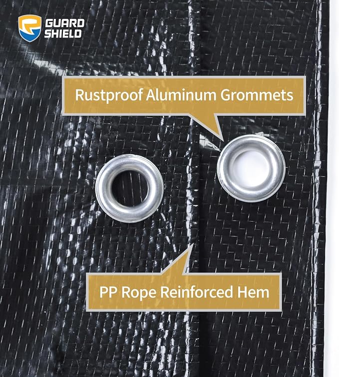 GUARD SHIELD Black Tarp 6x6 Feet Waterproof Tarps Lightweight Camping Tarp - Image 3