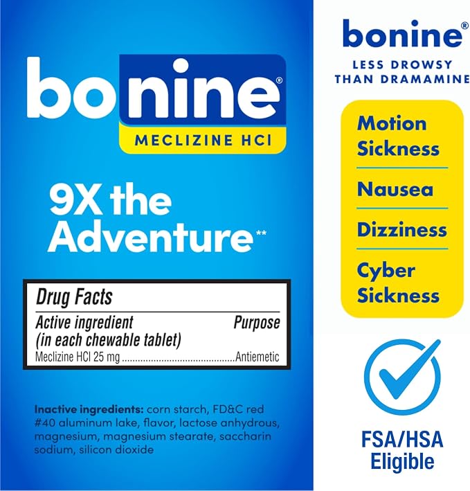 Bonine Non-Drowsy for Motion Sickness Relief, Sea Sickness, Car Sickness - Image 2