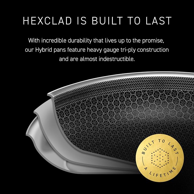 HexClad Hybrid Nonstick 12-Inch Frying Pan, Stay-Cool Handle, - Image 5