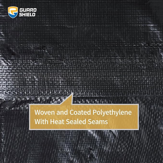 GUARD SHIELD Black Tarp 20x20 Feet Waterproof Tarps Lightweight Camping Tarp - Image 4