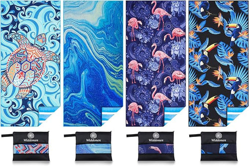 4 Pack Microfiber Lightweight Beach Towel Sand Free Quick Dry Absorbent Thin by WIDDONEN