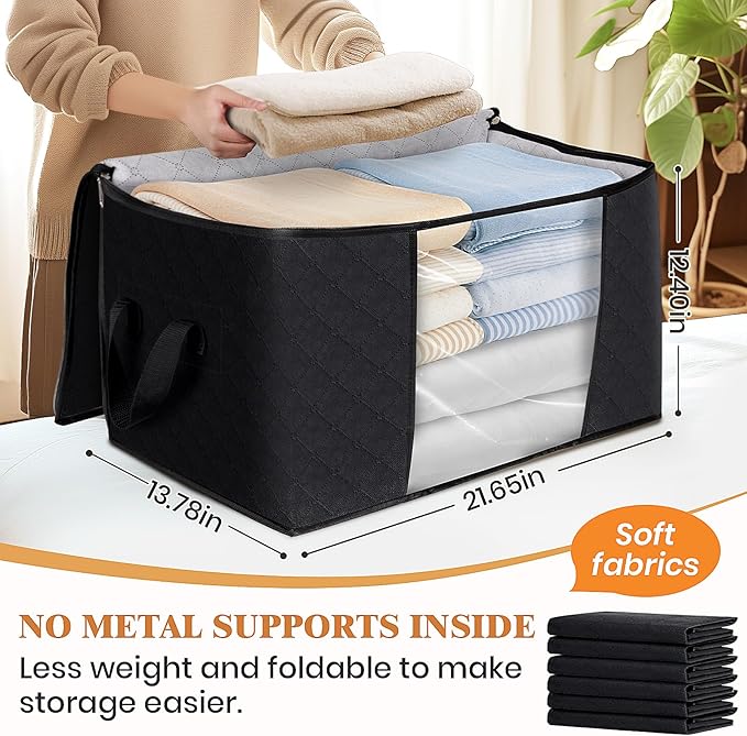 Fab totes 8 Pack Clothes Storage, Foldable Thick Fabric Blanket Storage Bags - Image 2