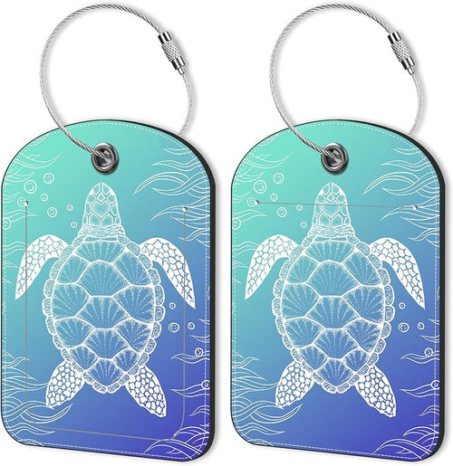 2 Pack Luggage Tag for Suitcase Turtle Leather Suitcase Tags by Unknown
