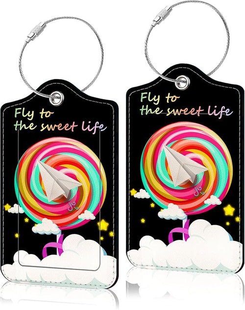 2 Pack Luggage Tag for Suitcase, Cute Unique Leather Suitcase Tags Identifiers by COWDIY