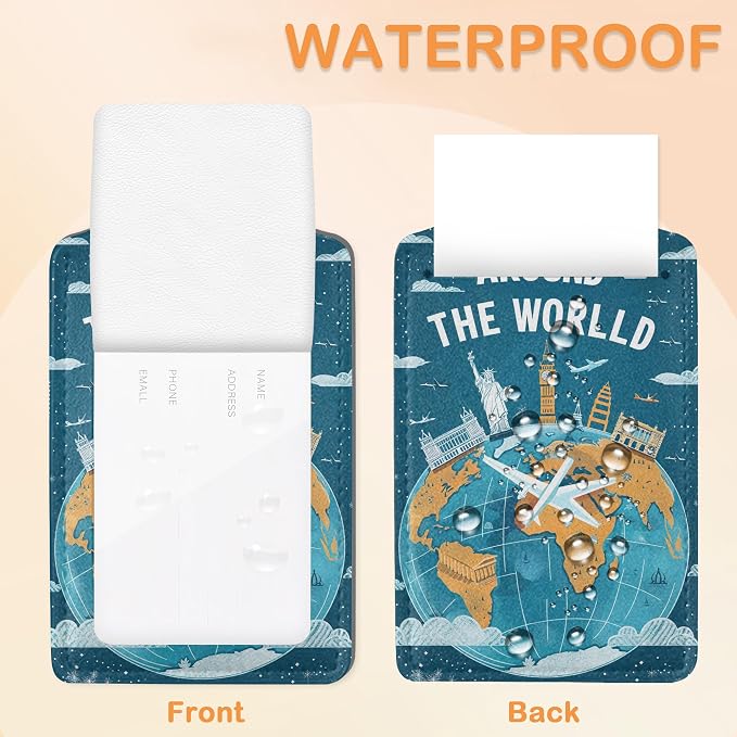 Around The World Travel Art 3 PCS Luggage Tags, Flight Map Leather Suitcase Tags - Image 3