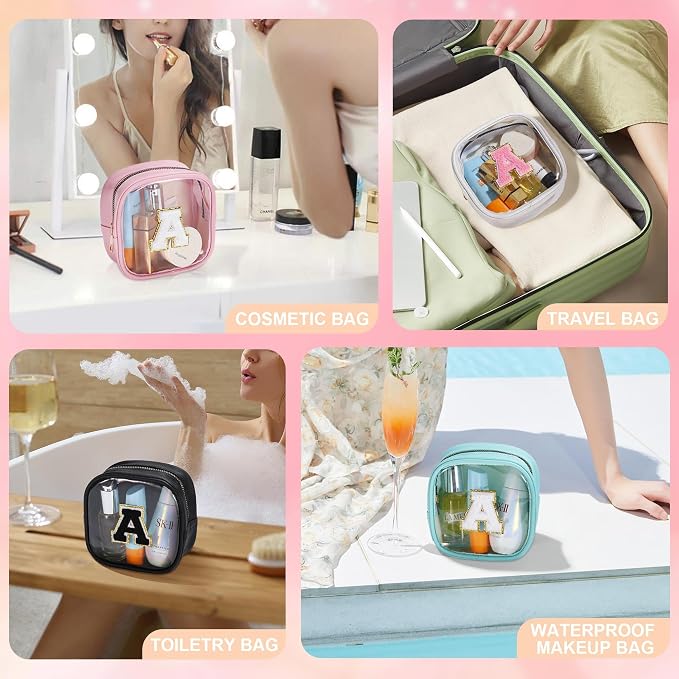 YOOLIFE Initial Mini Makeup Bag | Make Up Bag Travel Toiletry Bag | Clear - Image 5
