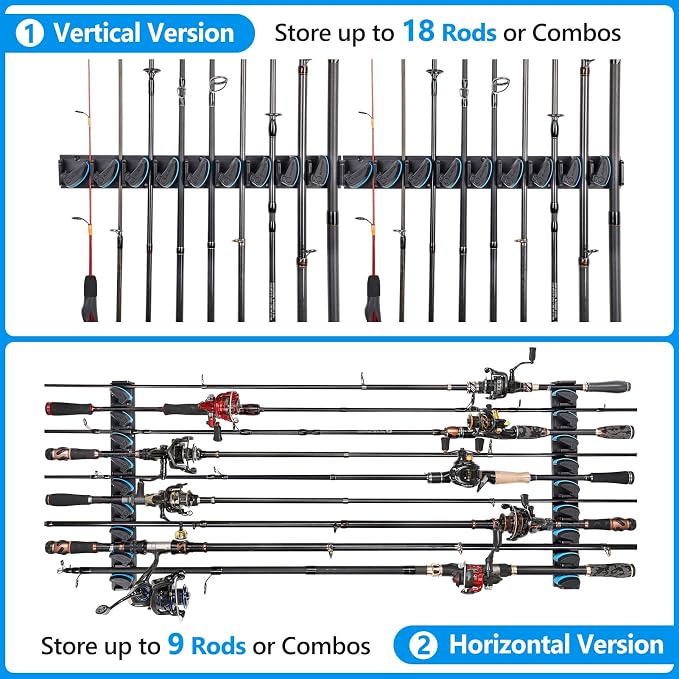 PLUSINNO 2 pack Vertical Fishing Rod rack, Wall Mounted Fishing Rod holder - Image 5