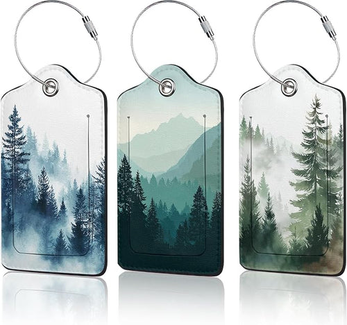 3 PCS Misty Forest Landscape Luggage Tags, Suitcase Tags Privacy Cover ID Label by Unknown