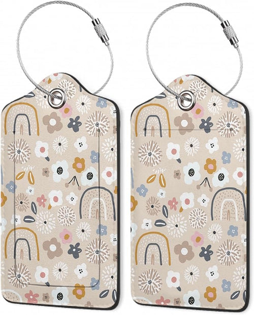2Pcs Luggage Tag for Suitcase Boho Flowers Rainbow Cute Suitcase Tag by Gearsly