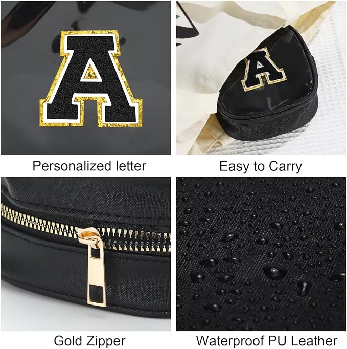 YOOLIFE Birthday Gifts Mini Initial Makeup Bag Travel Toiletry Bag - Image 4