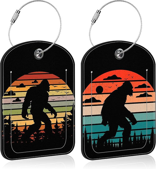 2 Pack PU Luggage Tags for Suitcase, Sasquatch Sunset Suitcase Tag Leather ID by Unknown
