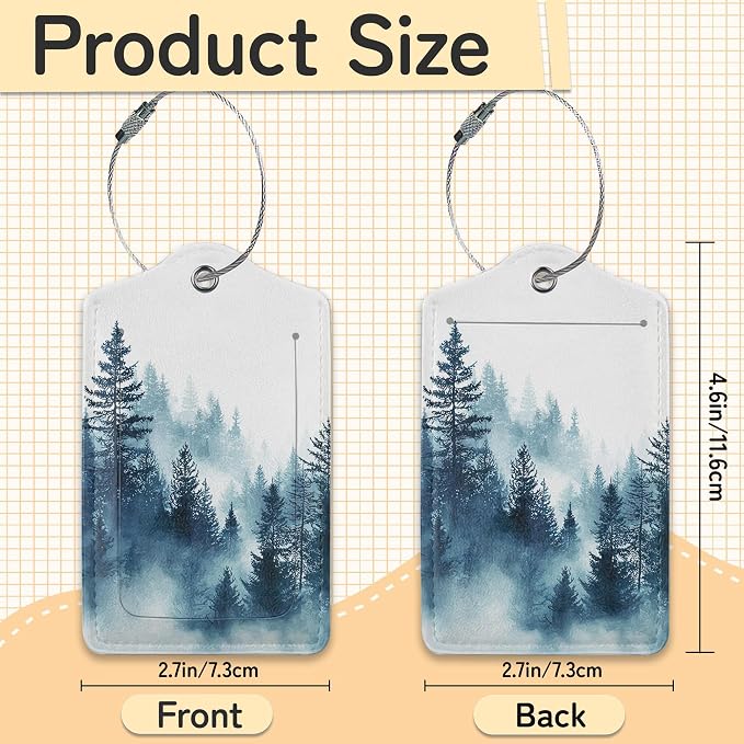 3 PCS Misty Forest Landscape Luggage Tags, Suitcase Tags Privacy Cover ID Label - Image 3