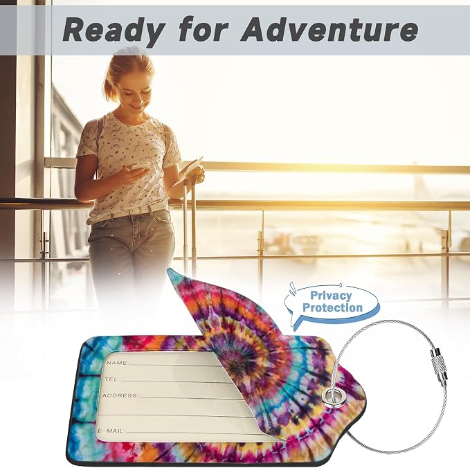Abstract Tie Dye Colorful Rainbow Luggage Tag - Image 5