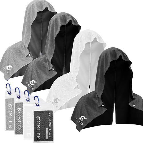 4 Pack Cooling Hoodie Towels for Neck and Face, UPF 50 Sun Protection & Instant by CSITE